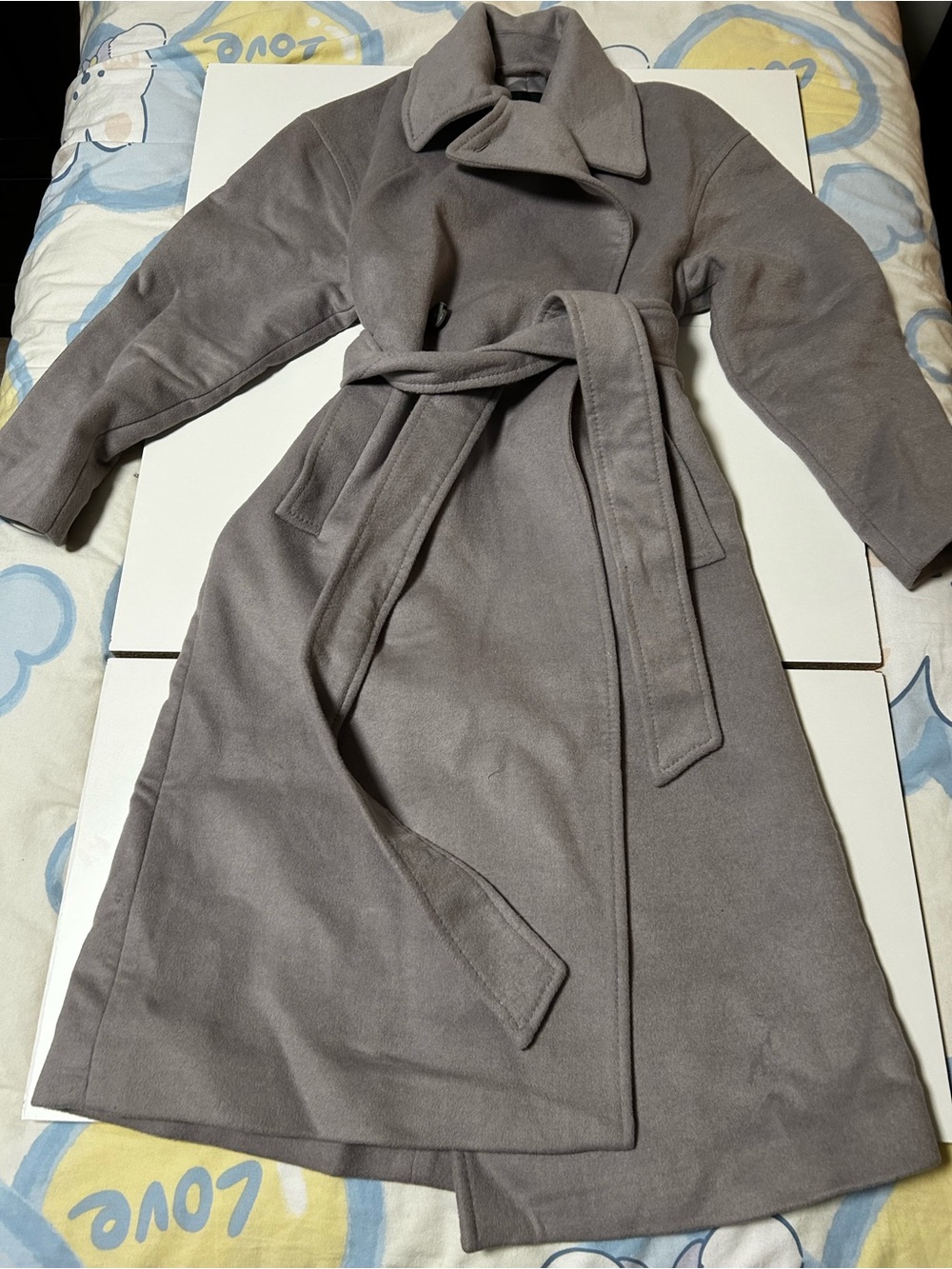 Club Monaco Women’s Gray Wrap Belted Long Coat
